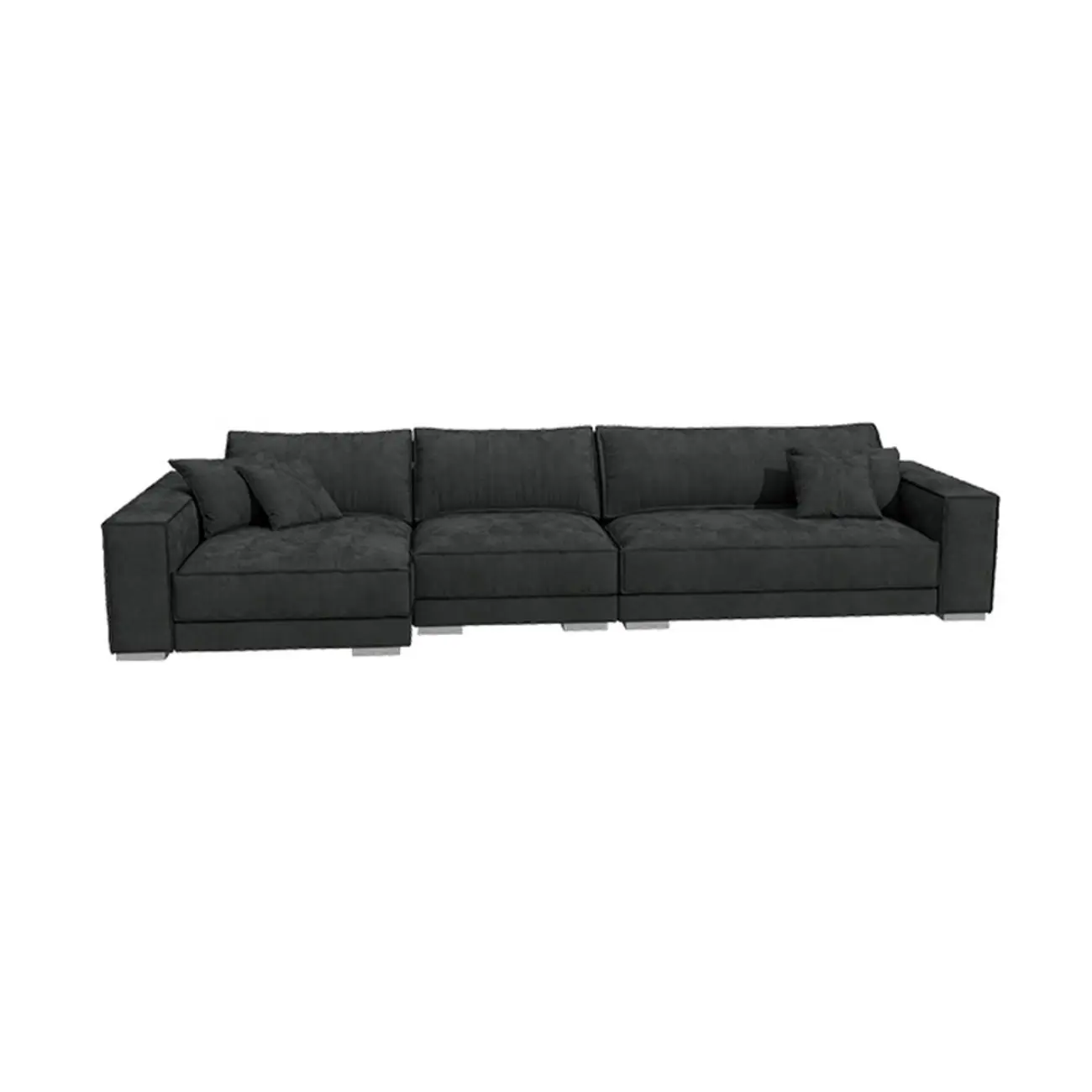 Modern Grey Nappa Sectional Sofa with Pillows for Living Room Image - 20 | homeyfad