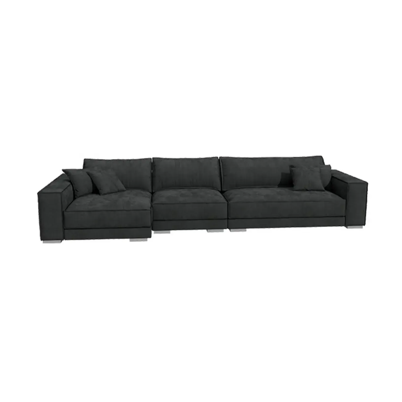 Modern Grey Nappa Sectional Sofa with Pillows for Living Room Image - 20