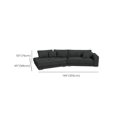 Modern Grey Nappa Sectional Sofa with Pillows for Living Room #size