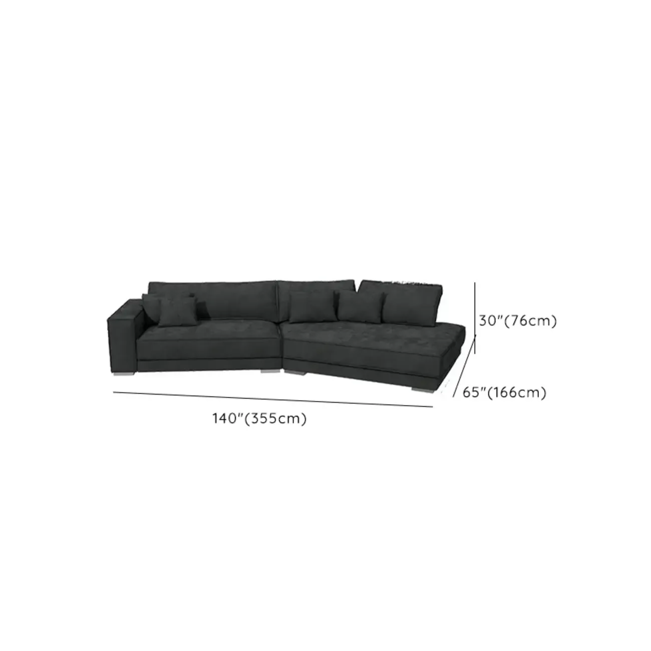 Modern Grey Nappa Sectional Sofa with Pillows for Living Room Image - 22