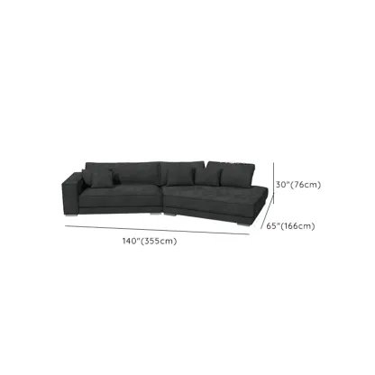 Modern Grey Nappa Sectional Sofa with Pillows for Living Room Image - 22