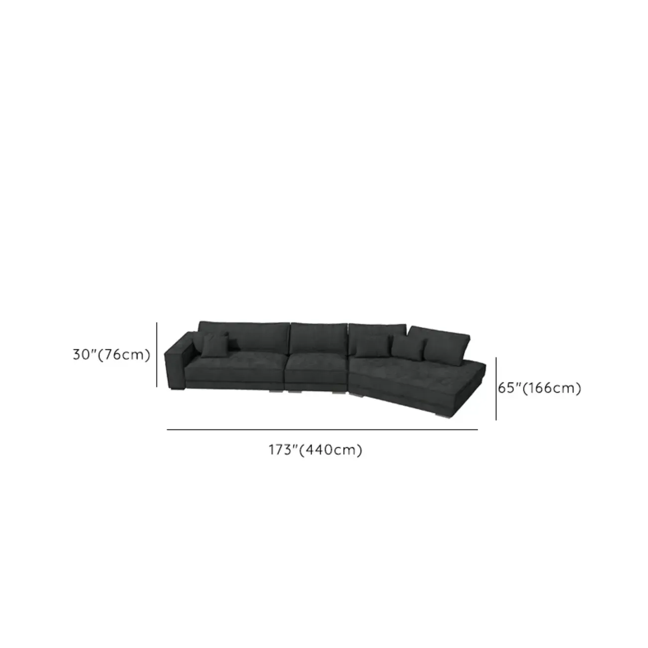 Modern Grey Nappa Sectional Sofa with Pillows for Living Room Image - 24