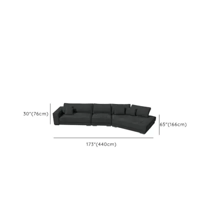 Modern Grey Nappa Sectional Sofa with Pillows for Living Room Image - 24