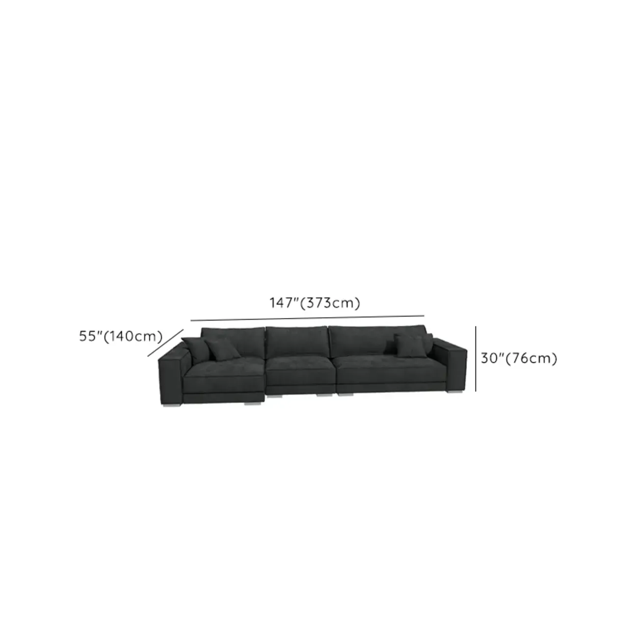 Modern Grey Nappa Sectional Sofa with Pillows for Living Room Image - 28