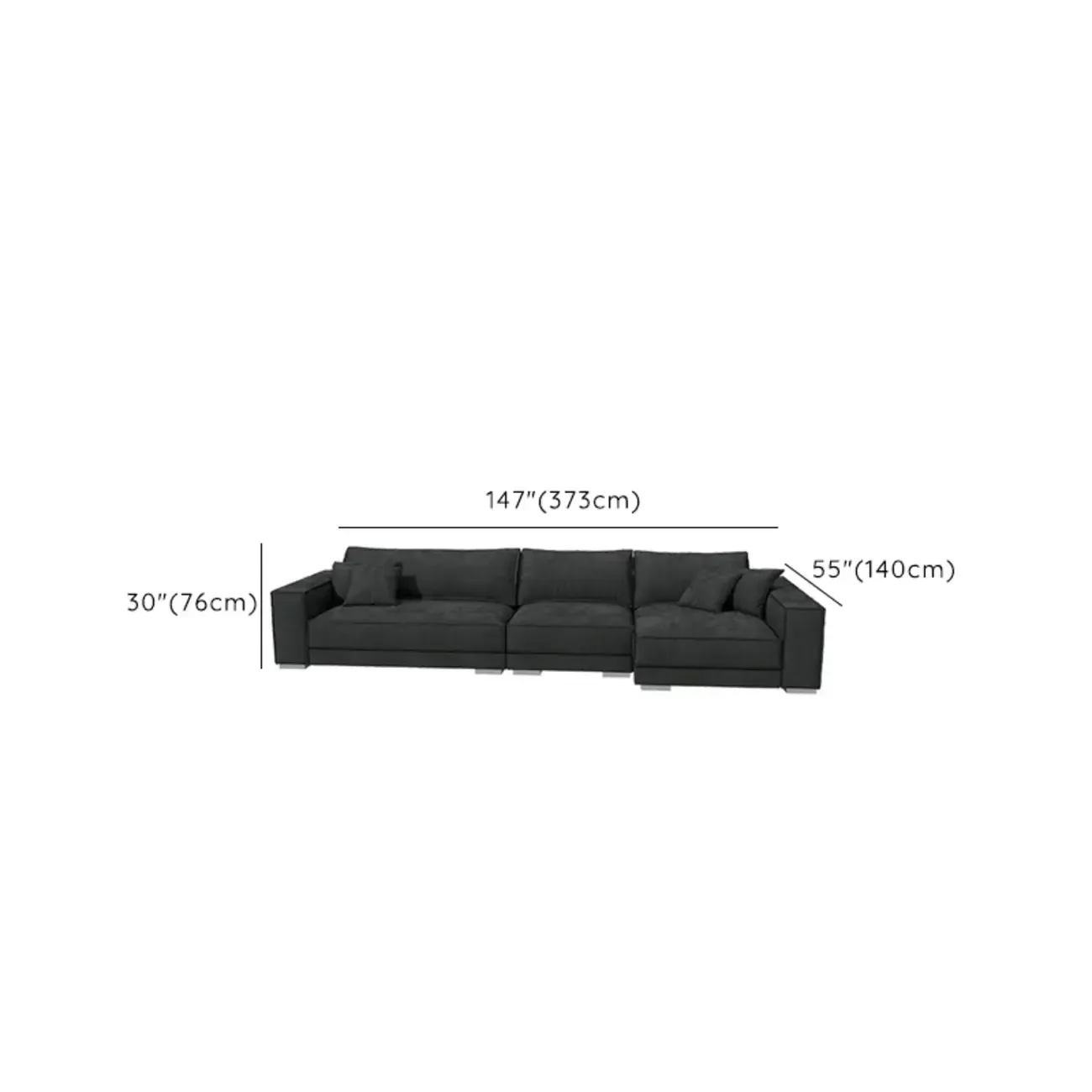 Modern Grey Nappa Sectional Sofa with Pillows for Living Room Image - 29