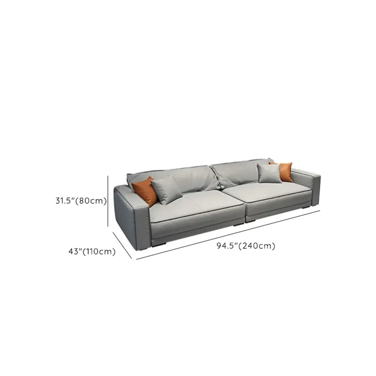 Modern Grey Nappa Sectional Sofa with Pillows for Living Room Image - 31
