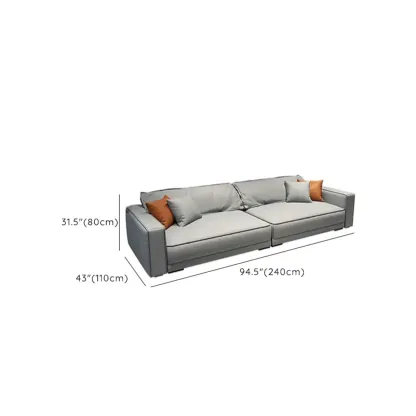 Modern Grey Nappa Sectional Sofa with Pillows for Living Room Image - 31