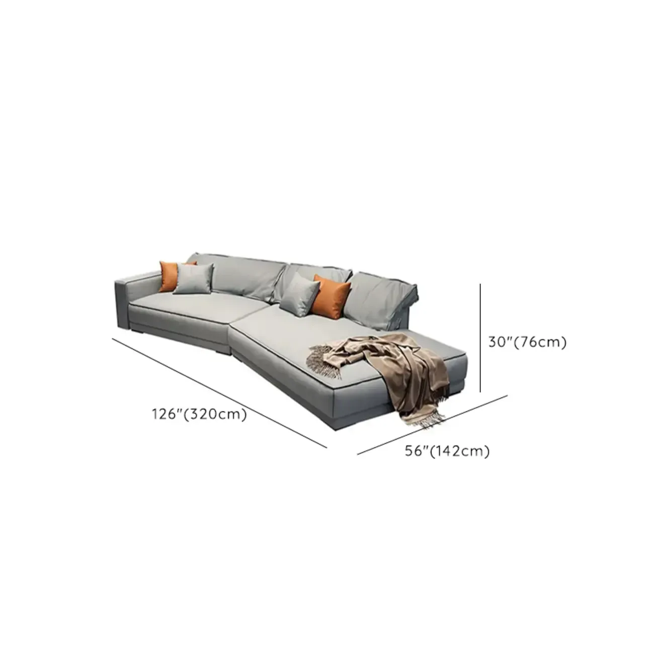Modern Grey Nappa Sectional Sofa with Pillows for Living Room Image - 32