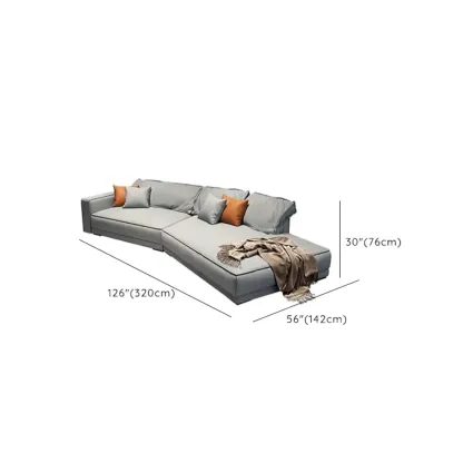 Modern Grey Nappa Sectional Sofa with Pillows for Living Room Image - 32
