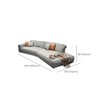 Modern Grey Nappa Sectional Sofa with Pillows for Living Room Image - 33