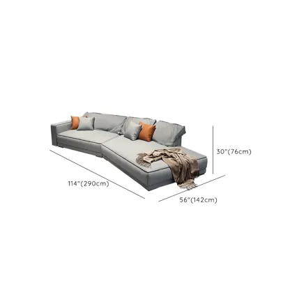 Modern Grey Nappa Sectional Sofa with Pillows for Living Room Image - 34
