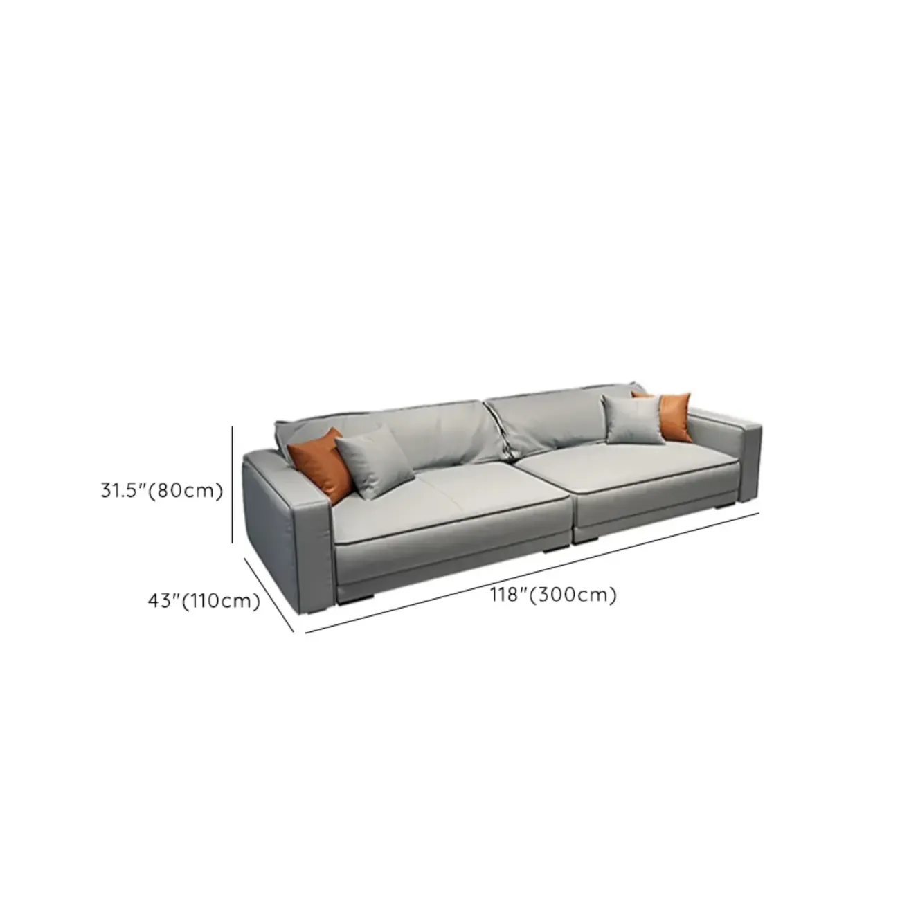 Modern Grey Nappa Sectional Sofa with Pillows for Living Room Image - 36