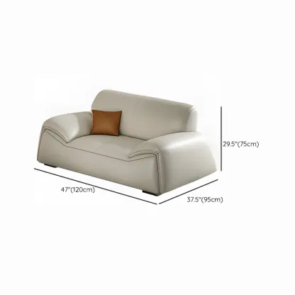 Modern Leather Living Room Sofa in White Upholstered 3-Seater Sofa Couch with Arm #size