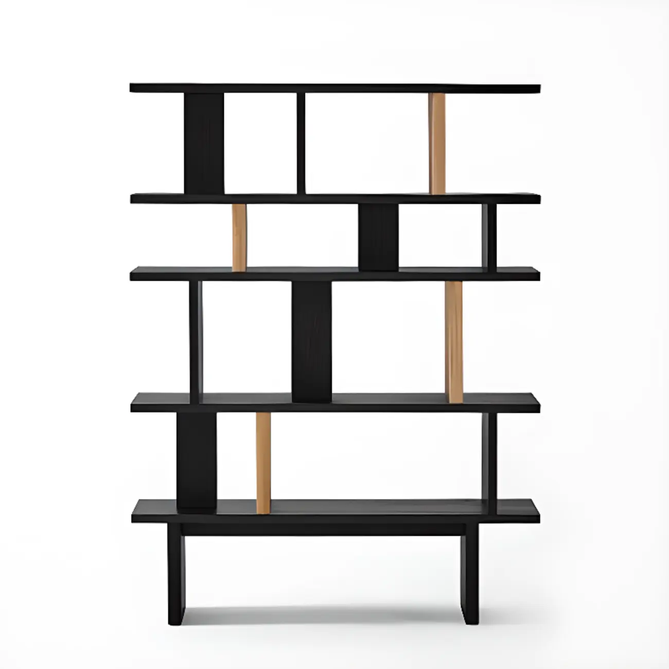 Modern Black Geometric Wooden Office Bookcase with Shelves Image - 13 | homeyfad