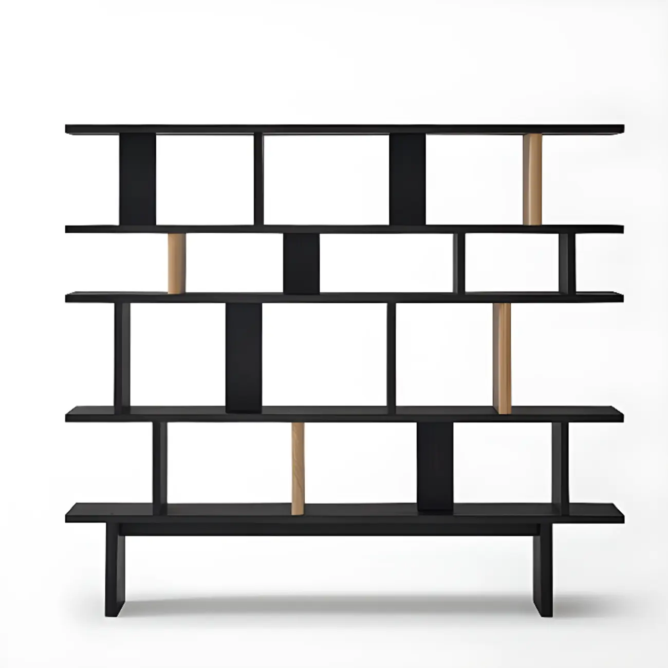 Modern Black Geometric Wooden Office Bookcase with Shelves Image - 14 | homeyfad