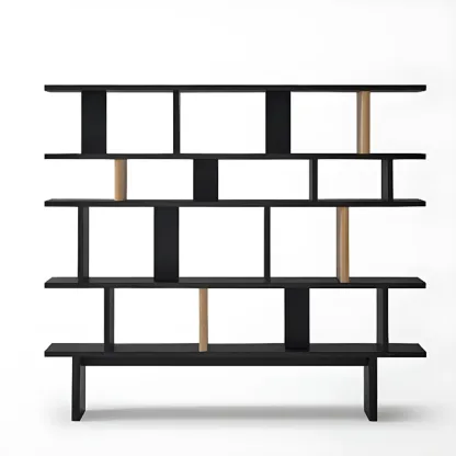 Etagere Black Geometric Open Bookshelf Image - 3