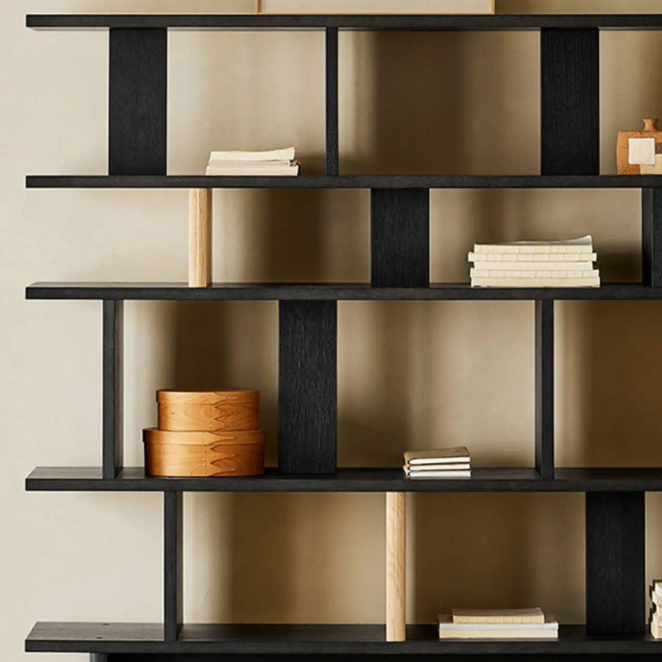 Modern Black Geometric Wooden Office Bookcase with Shelves Image - 4 | homeyfad