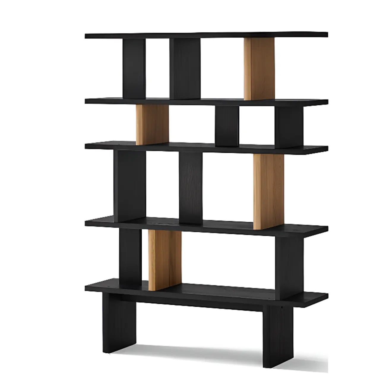 Modern Black Geometric Wooden Office Bookcase with Shelves Image - 12 | homeyfad