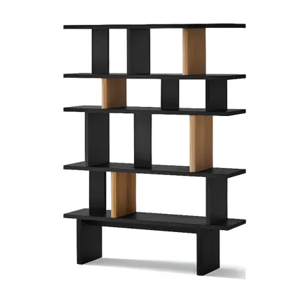 Etagere Black Geometric Open Bookshelf Image - 7