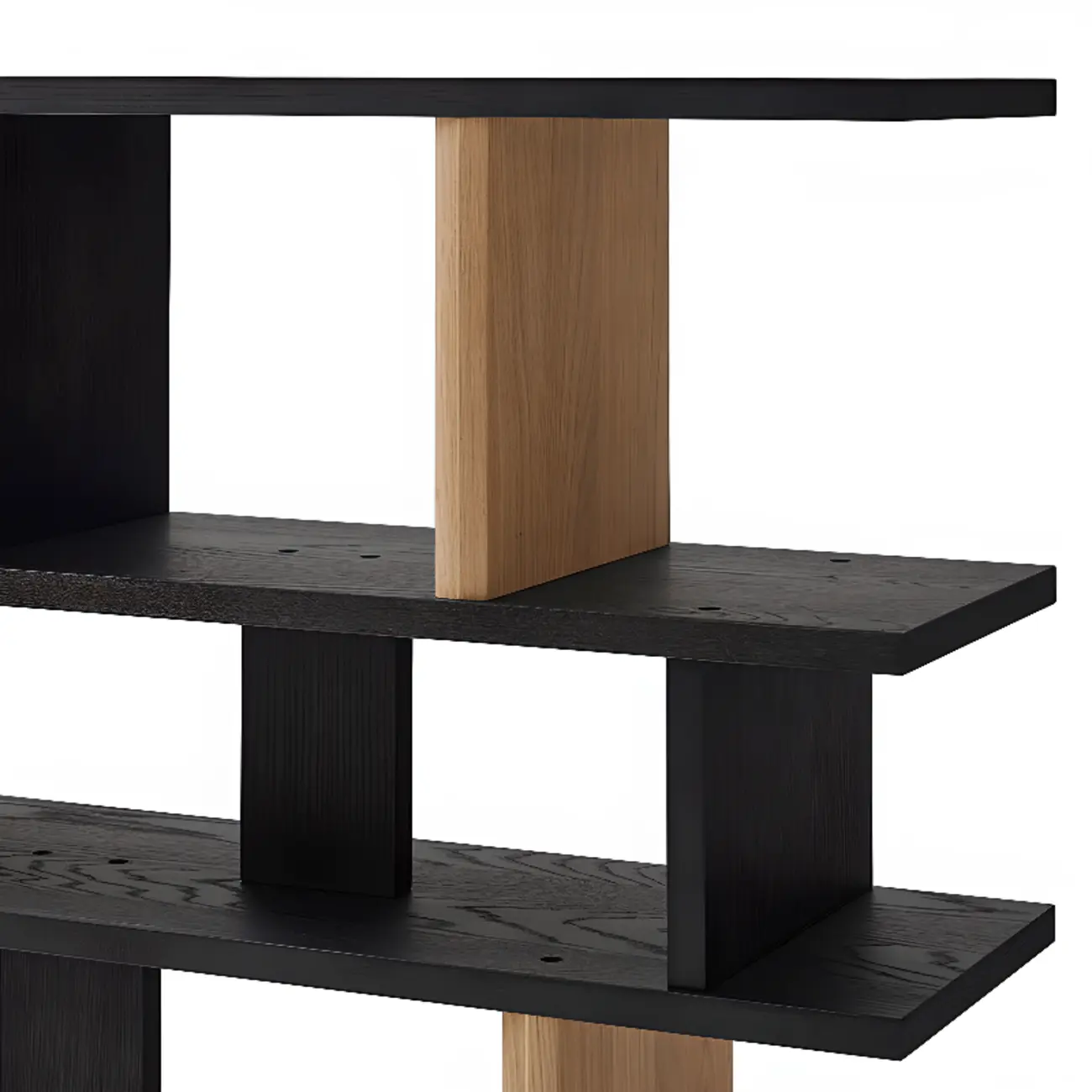 Modern Black Geometric Wooden Office Bookcase with Shelves Image - 7 | homeyfad
