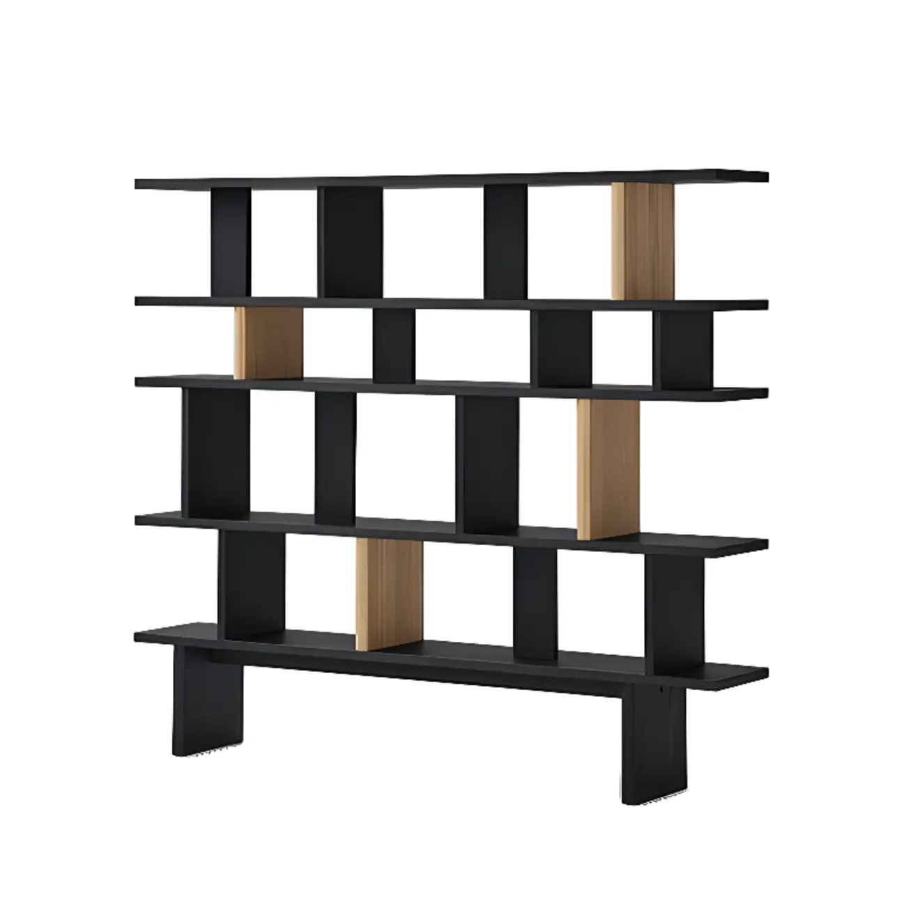 Modern Black Geometric Wooden Office Bookcase with Shelves Image - 15 | homeyfad