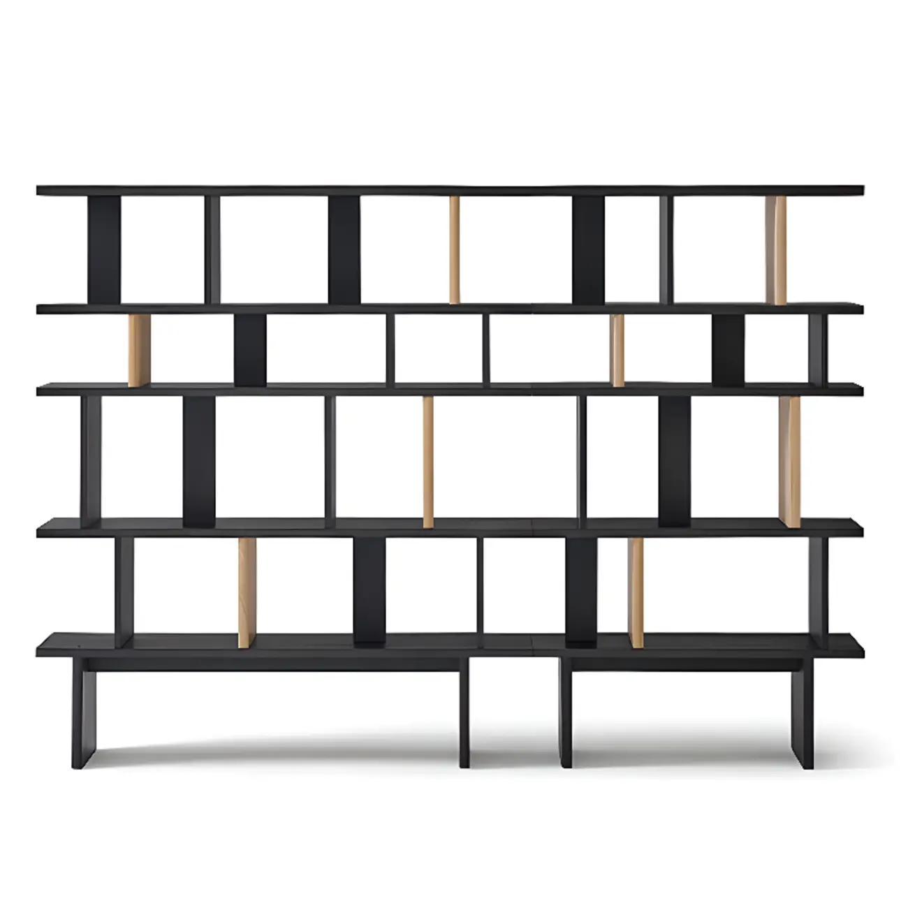 Modern Black Geometric Wooden Office Bookcase with Shelves Image - 16 | homeyfad