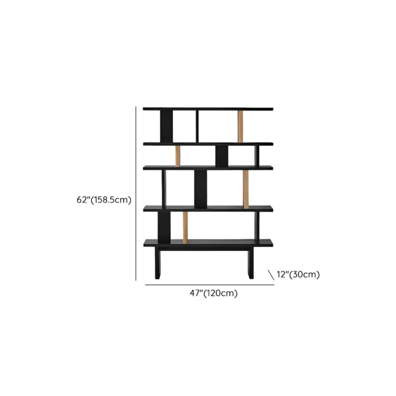 Etagere Black Geometric Open Bookshelf #size