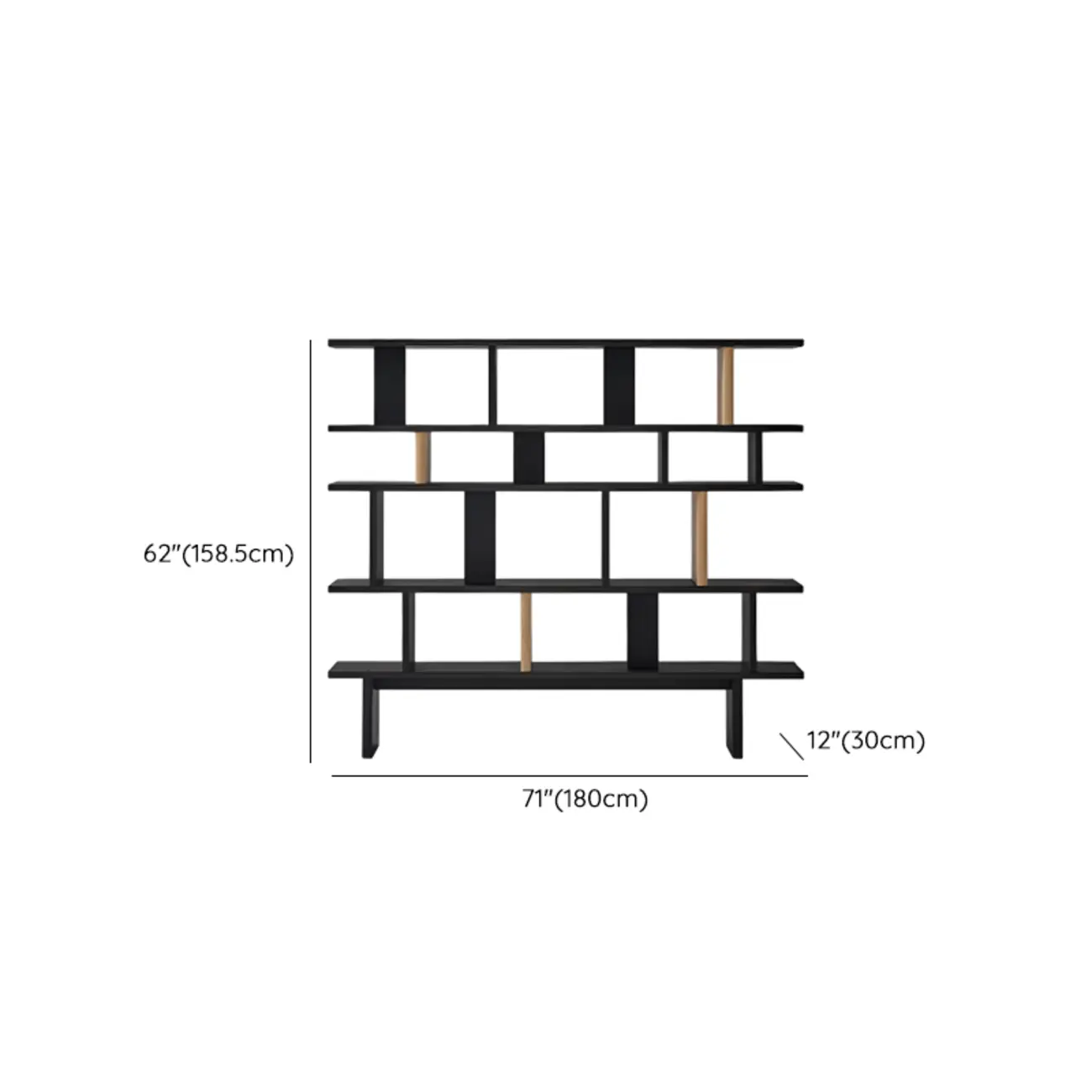 Modern Black Geometric Wooden Office Bookcase with Shelves Image - 11 | homeyfad