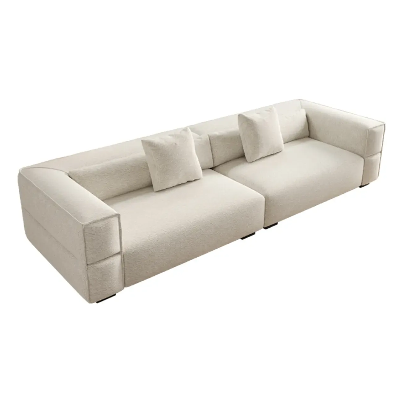 110" L Modern Sherpa Upholstered Tuxedo Sofa for Home Image - 9