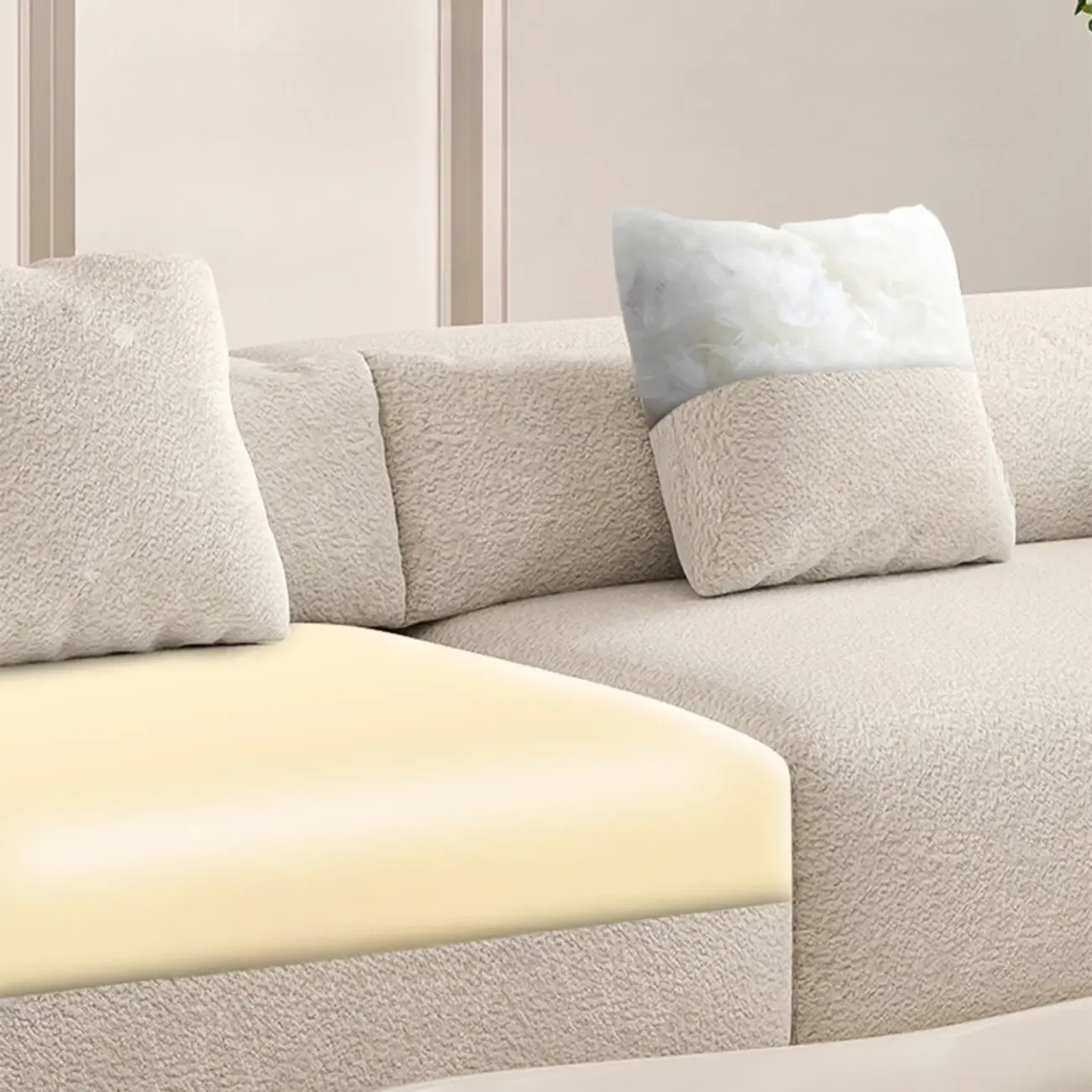 110" L Modern Sherpa Upholstered Tuxedo Sofa for Home Image - 11