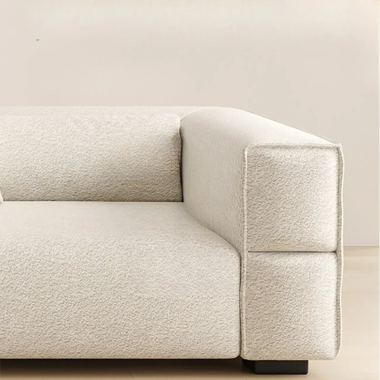 110" L Modern Sherpa Upholstered Tuxedo Sofa for Home Image - 12