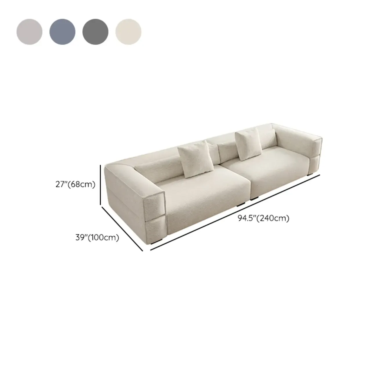 110" L Modern Sherpa Upholstered Tuxedo Sofa for Home #size