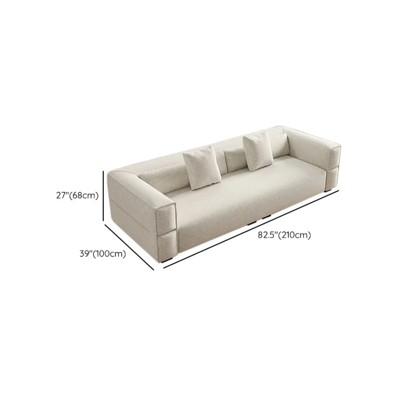 110" L Modern Sherpa Upholstered Tuxedo Sofa for Home Image - 15