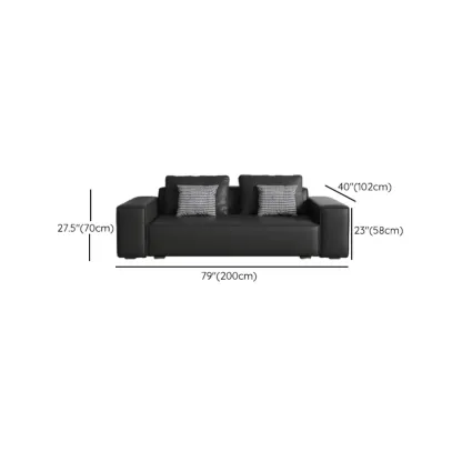 Modern Black Genuine Leather Single 3 Seater Upholstered Sofa for Living Room Image - 15