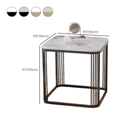 Glam Square Metal & Marble End Table for Living Room Image - 10