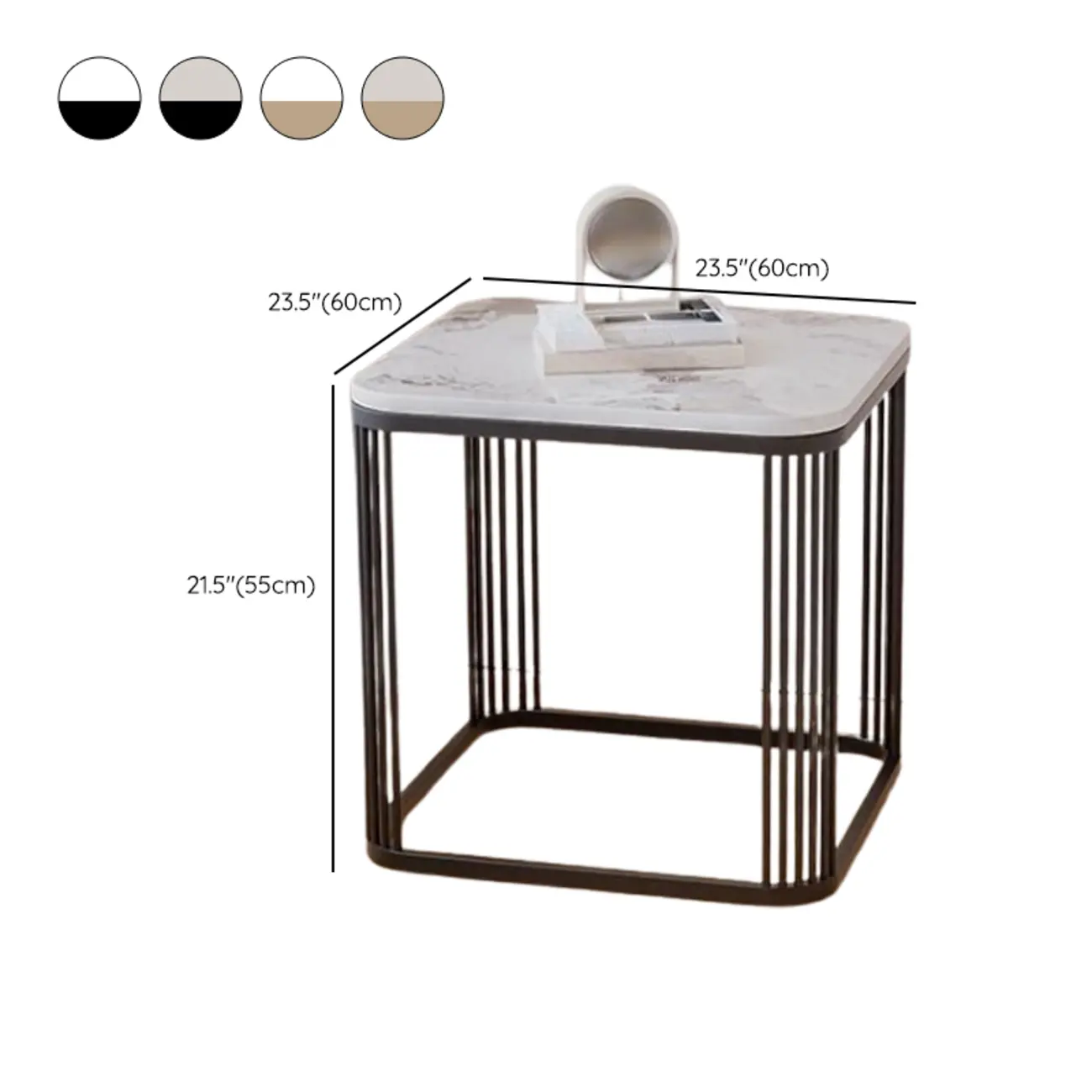 Glam Square Metal & Marble End Table for Living Room Image - 11 | homeyfad