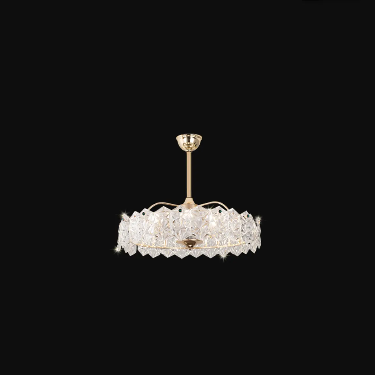 3-Blade Gold Chandelier Ceiling Fan with Light and Remote Image - 2 | homeyfad