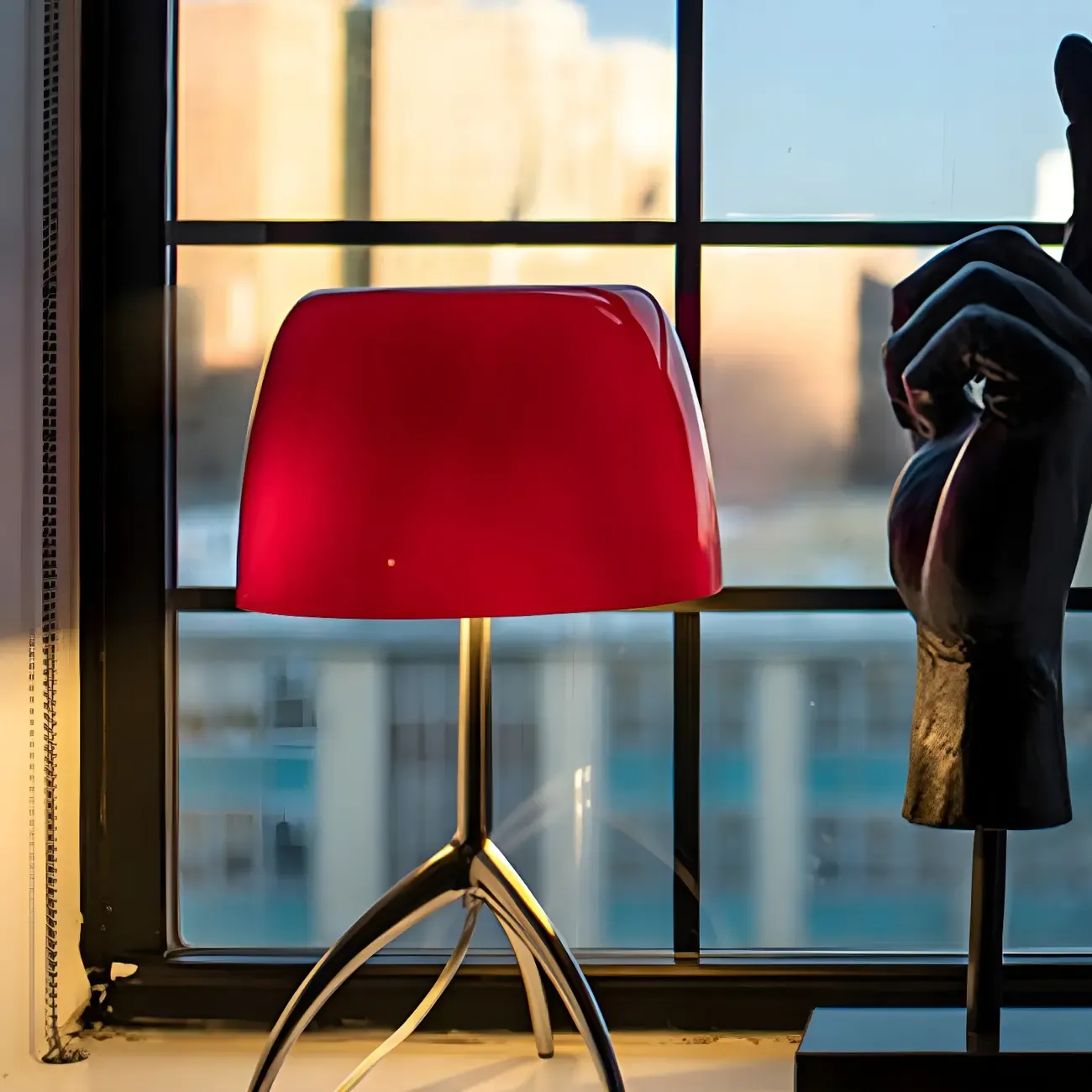 Yellow Glass Shade Metal Tripod Table Lamp for Living Room Image - 2