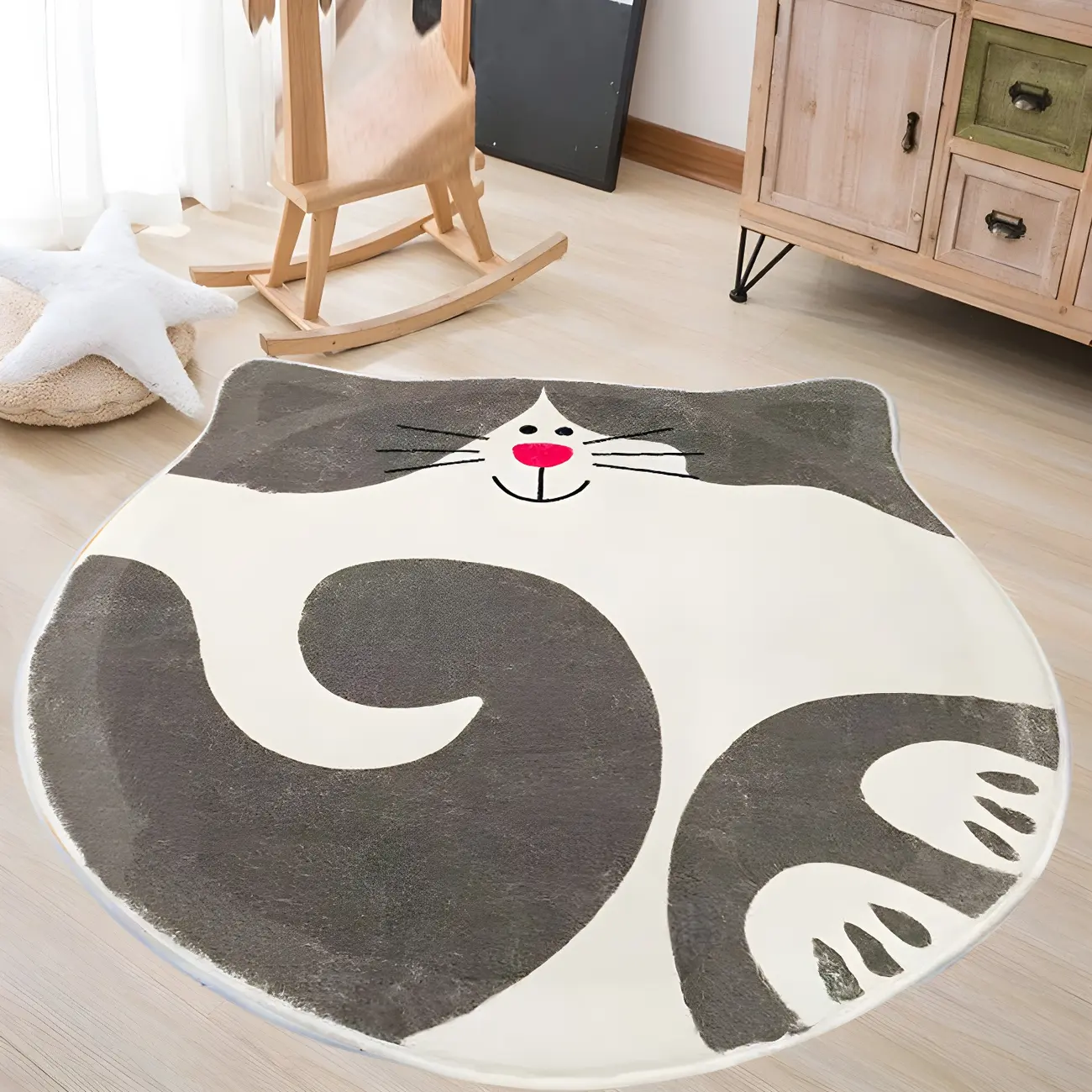Kids Novelty Polyester Cat Area Rug for Bedroom Playroom Image - 2 | homeyfad