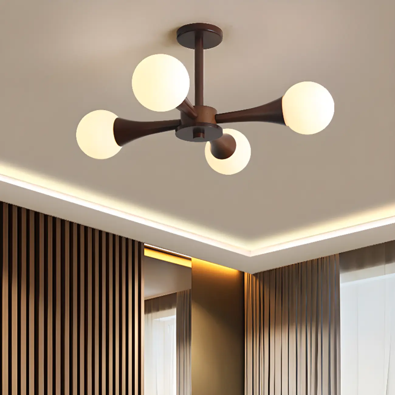 3/3Modern Glass Semi Flush LED Ceiling Light for Living Room Image - 1 | homeyfad