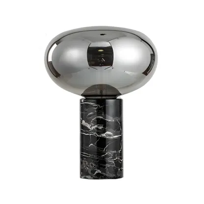 Modern Smoke Grey Glass Dome Table Lamp for Living Room Image - 6