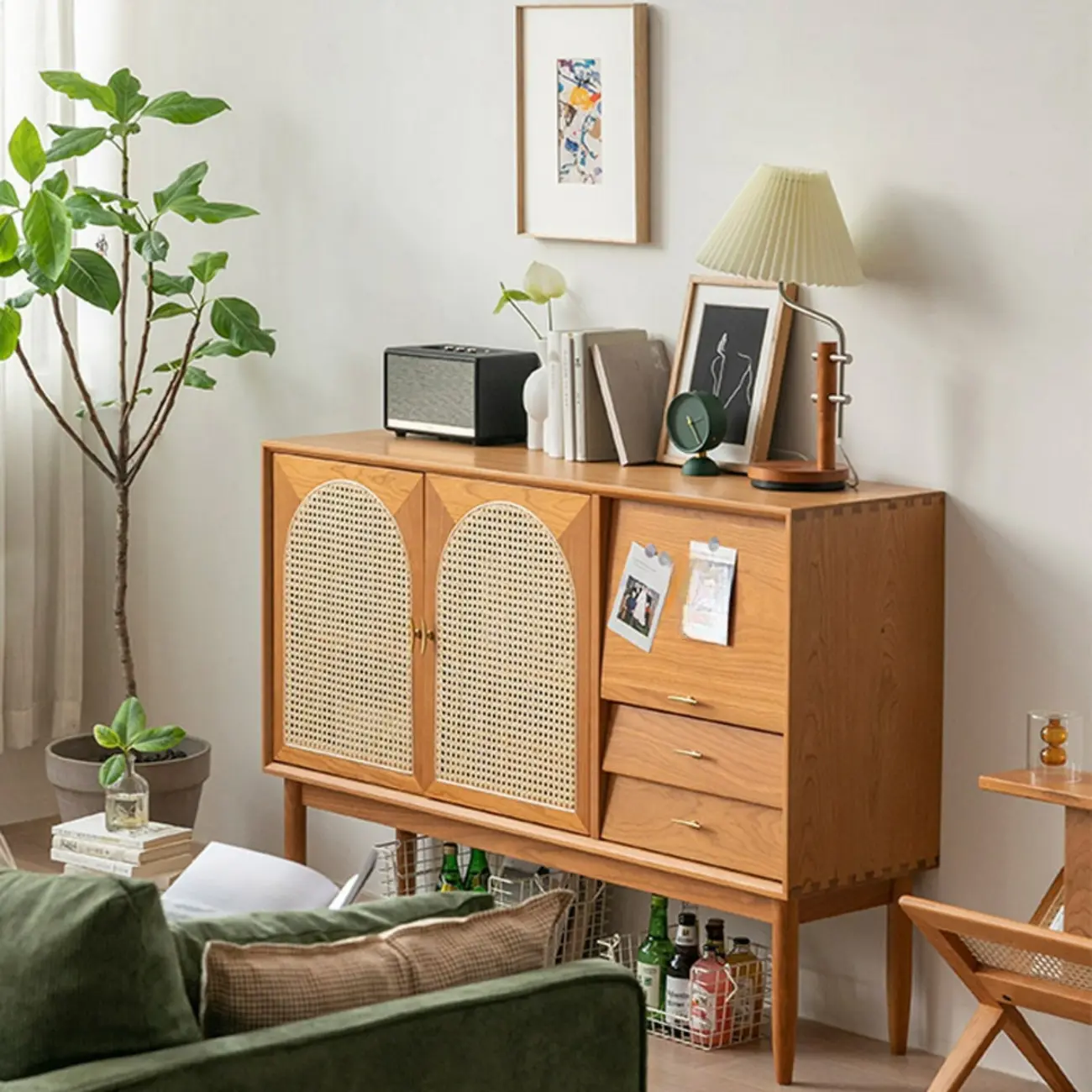 Scandinavian Wooden Sideboard with Storage for Living Room Image - 2 | homeyfad