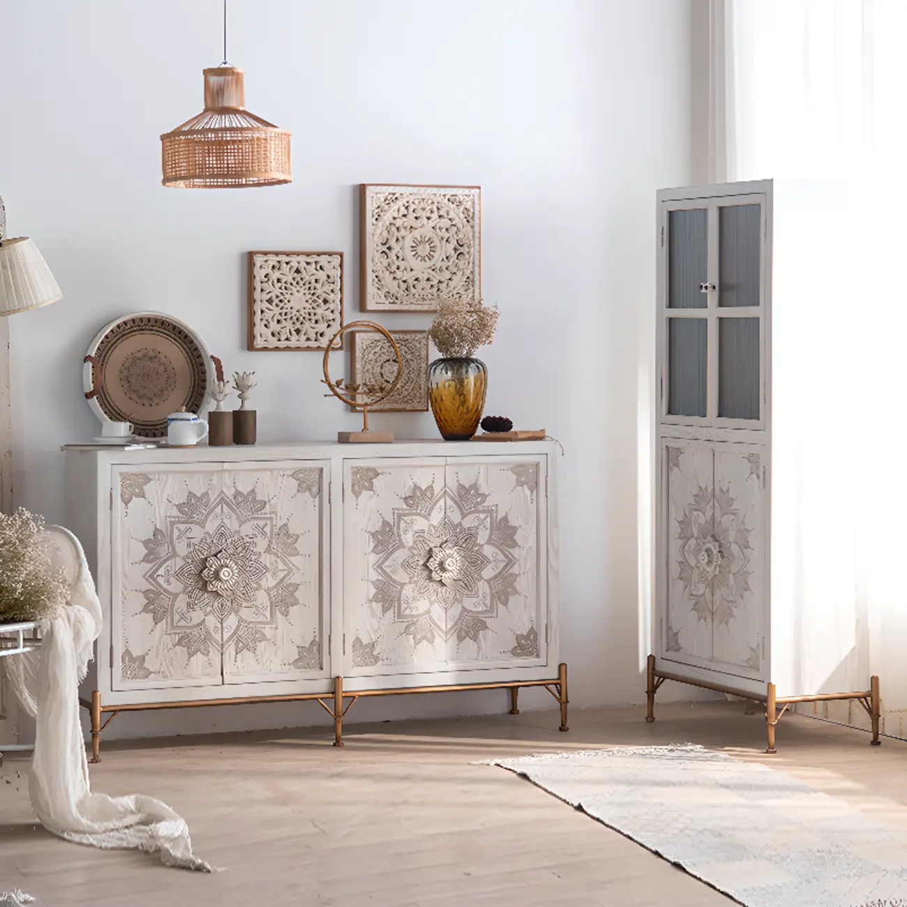 Rustic Freestanding Accent Cabinet for Living Room Decor Image - 4 | homeyfad