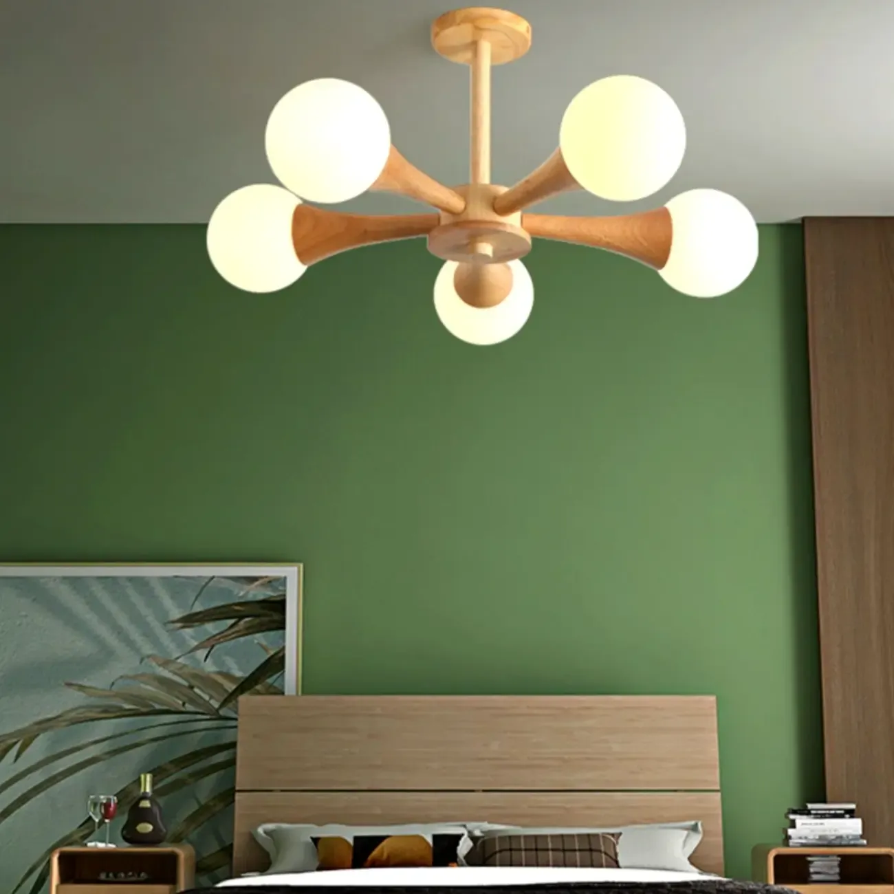 3/3Modern Glass Semi Flush LED Ceiling Light for Living Room Image - 2