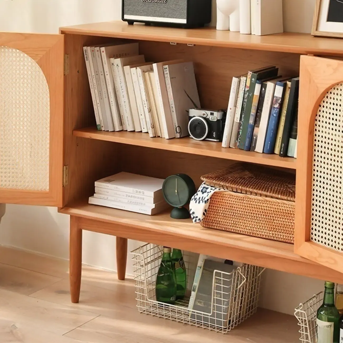 Scandinavian Wooden Sideboard with Storage for Living Room Image - 3