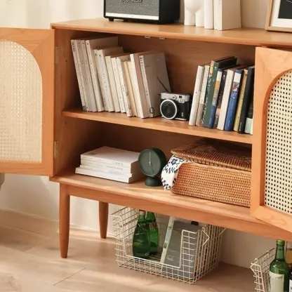 Scandinavian Wooden Sideboard with Storage for Living Room Image - 3