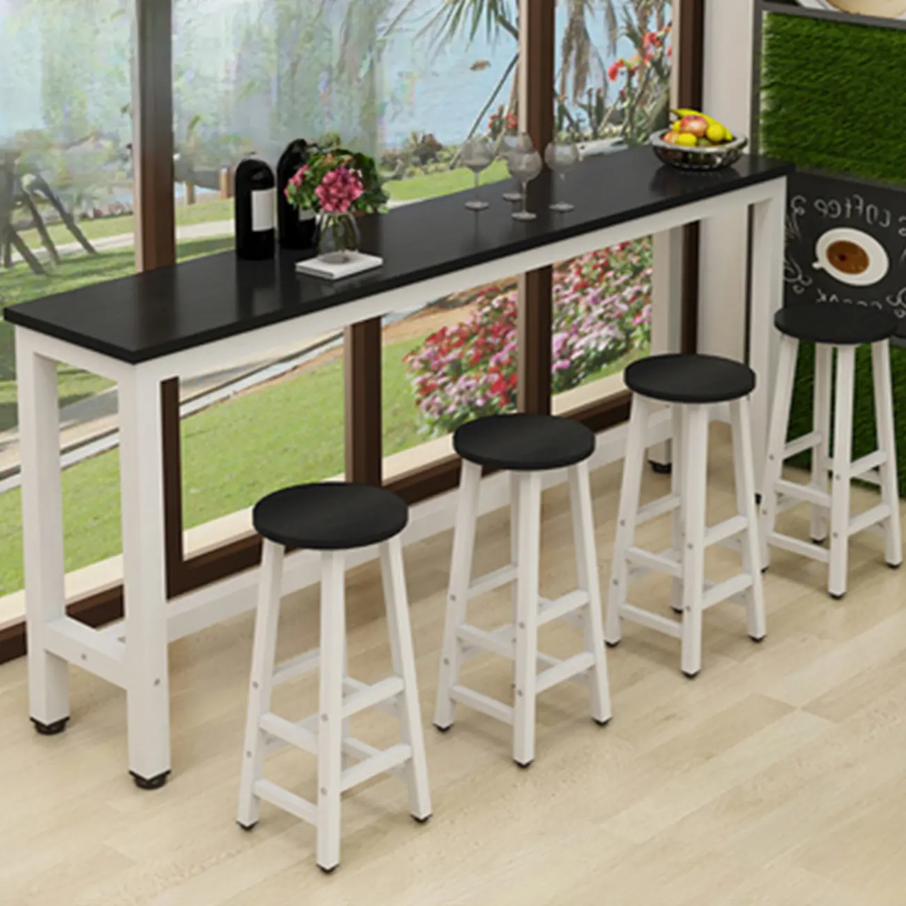 Modern High Top Bar Table Set with Backless Stools Image - 1 | homeyfad