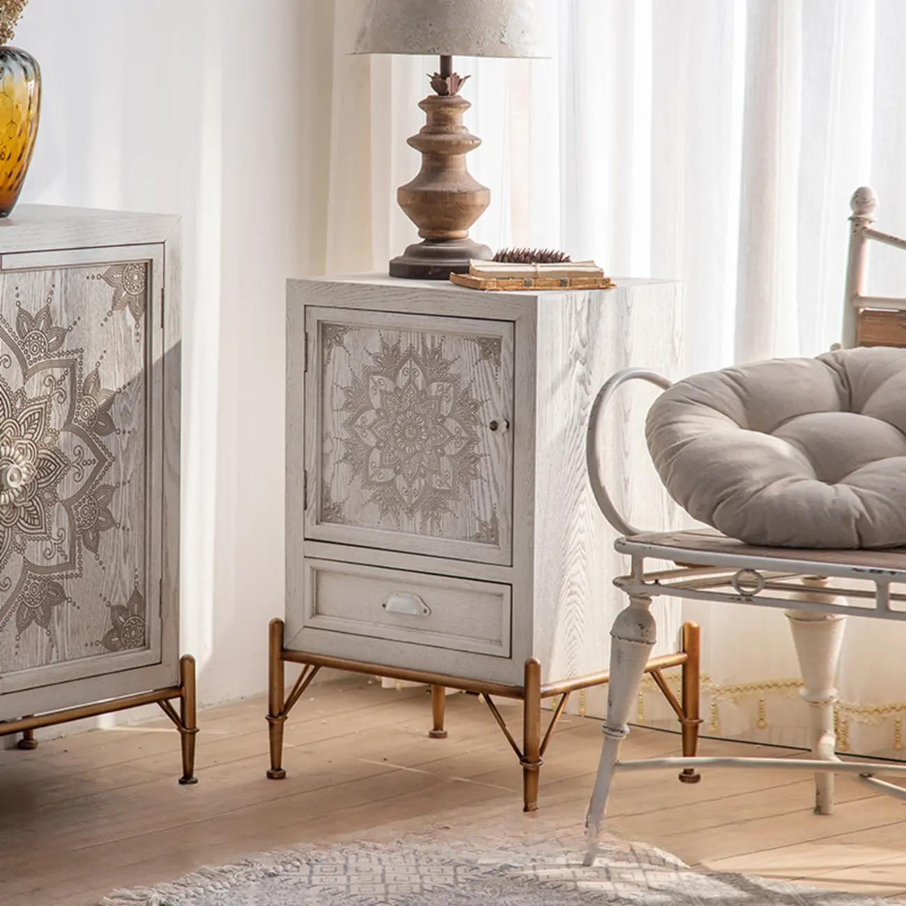 Rustic Freestanding Accent Cabinet for Living Room Decor Image - 5 | homeyfad