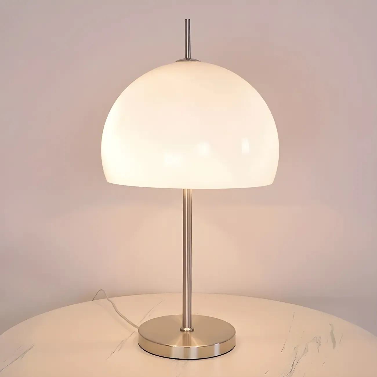 Caramel Gradient Glass Dome Table Lamp Stainless Steel Base Image - 4