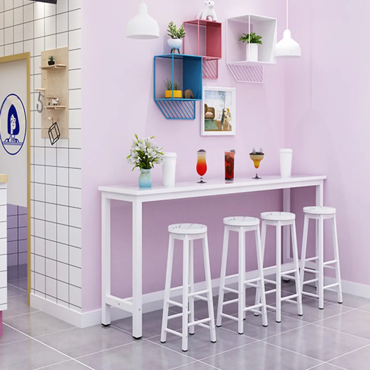 Modern High Top Bar Table Set with Backless Stools Image - 2 | homeyfad